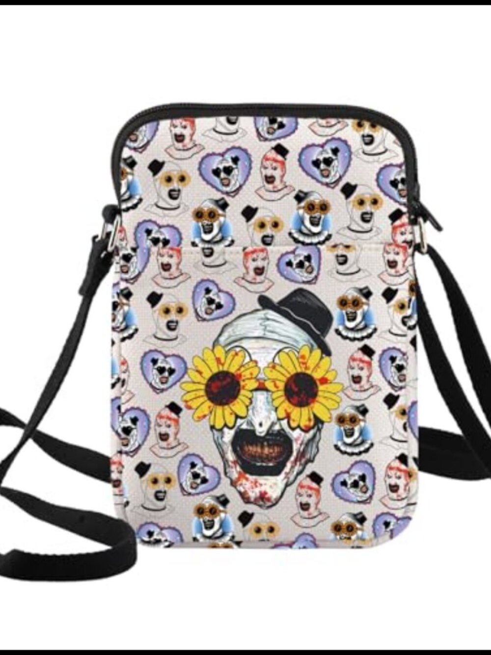 Horror Clown Crossbody Bag Cotton Canvas Makeup Bag